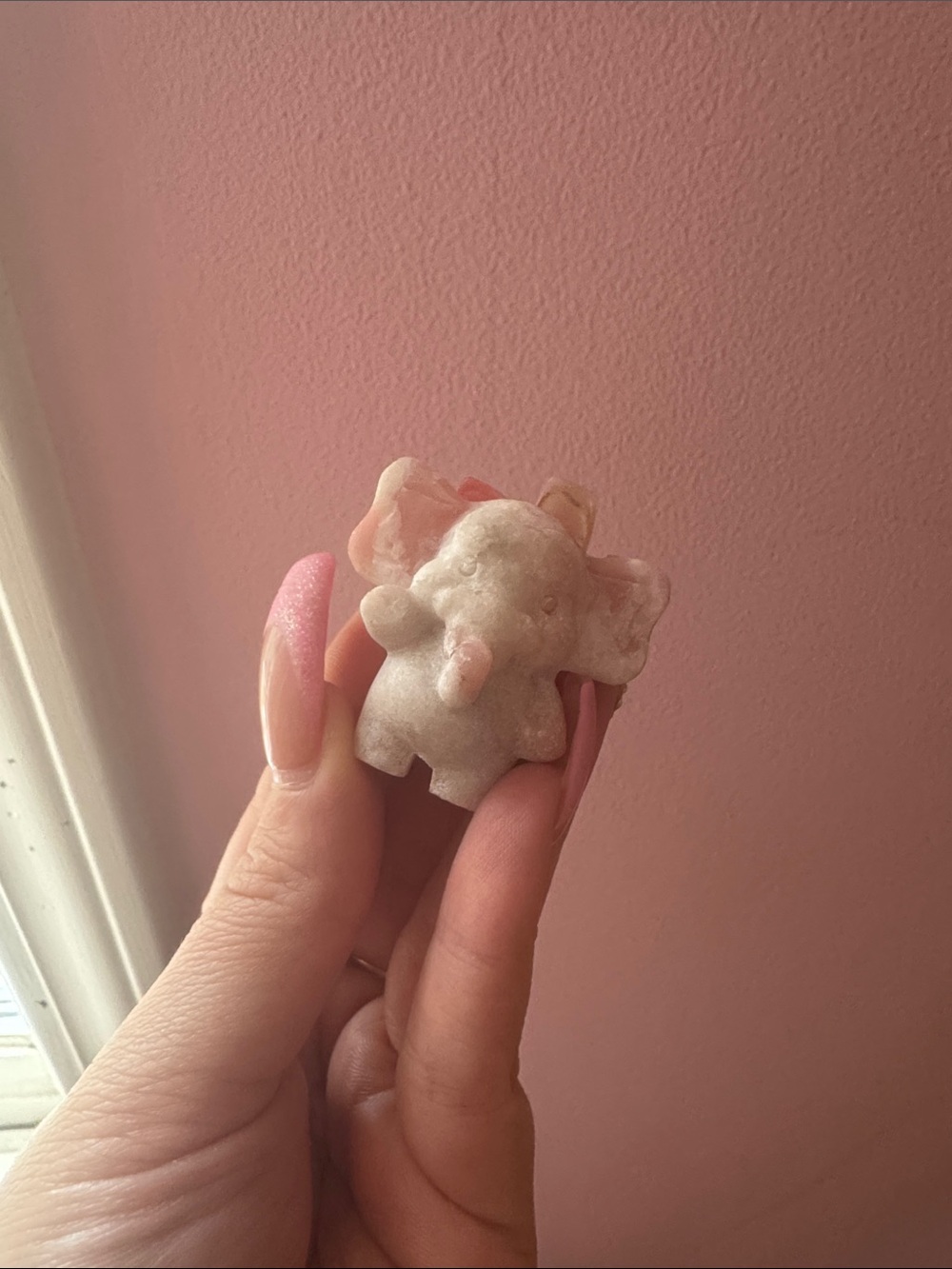 Pink and white elephant crystal